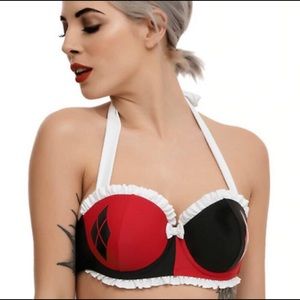 Super cute retro Harley Quinn swimsuit. TOP ONLY!